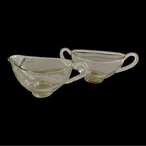 Glass Sugar and Creamer, Clear Glass Scandinavian -Style, Vintage, Very Stylish.